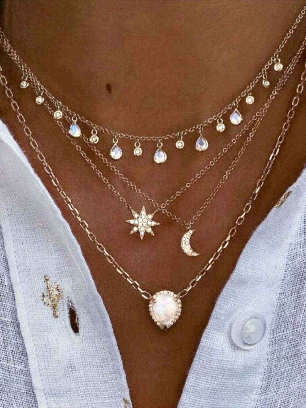 “Earth’s Elements” Diamond Opal Layered Necklace